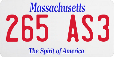 MA license plate 265AS3