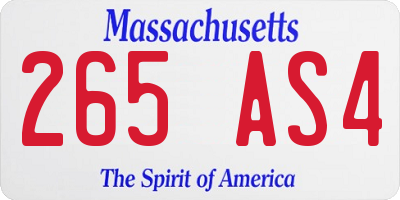 MA license plate 265AS4