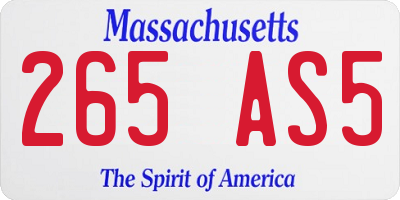 MA license plate 265AS5