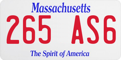 MA license plate 265AS6