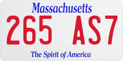MA license plate 265AS7