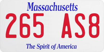 MA license plate 265AS8