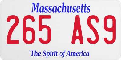 MA license plate 265AS9
