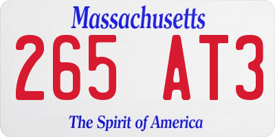 MA license plate 265AT3