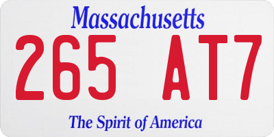 MA license plate 265AT7