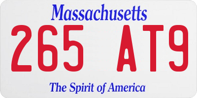 MA license plate 265AT9