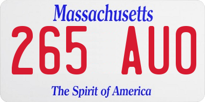 MA license plate 265AU0