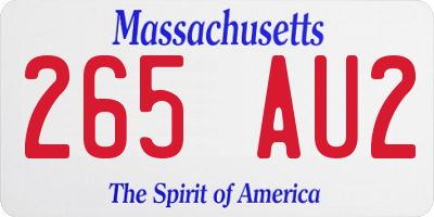 MA license plate 265AU2