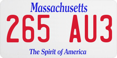 MA license plate 265AU3