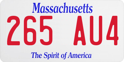 MA license plate 265AU4