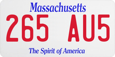 MA license plate 265AU5