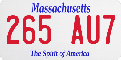 MA license plate 265AU7