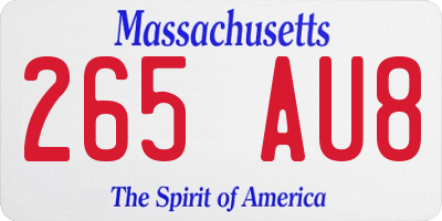 MA license plate 265AU8