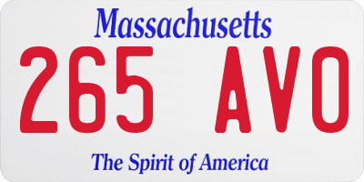 MA license plate 265AV0