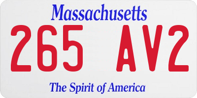 MA license plate 265AV2