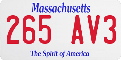 MA license plate 265AV3