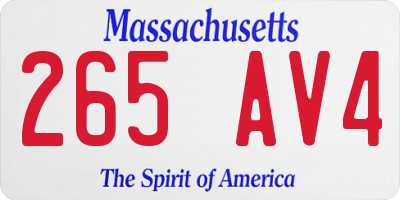 MA license plate 265AV4