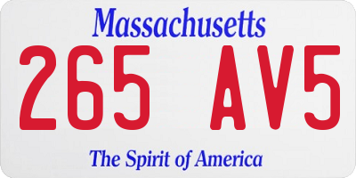 MA license plate 265AV5