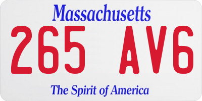 MA license plate 265AV6