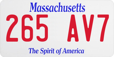 MA license plate 265AV7