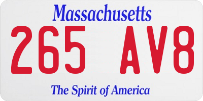 MA license plate 265AV8