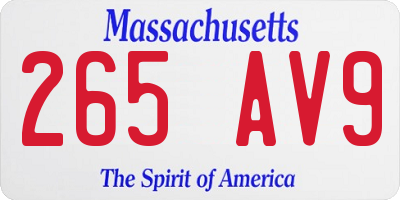 MA license plate 265AV9