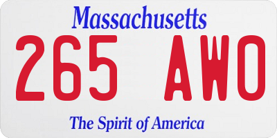 MA license plate 265AW0