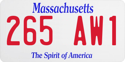 MA license plate 265AW1