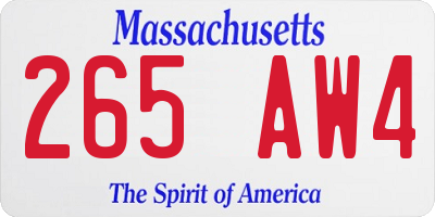 MA license plate 265AW4