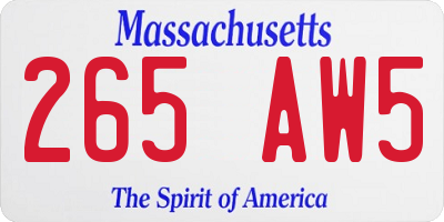 MA license plate 265AW5