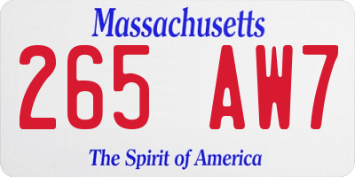 MA license plate 265AW7