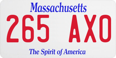 MA license plate 265AX0