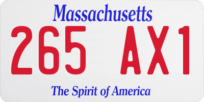 MA license plate 265AX1