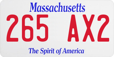 MA license plate 265AX2