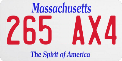 MA license plate 265AX4