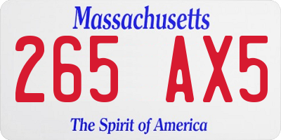 MA license plate 265AX5
