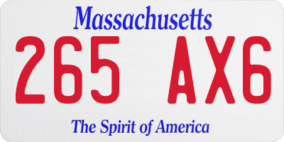 MA license plate 265AX6
