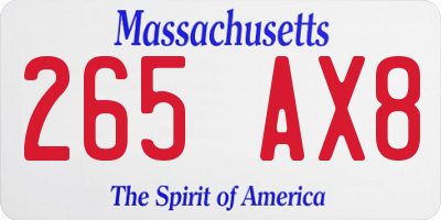 MA license plate 265AX8