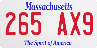 MA license plate 265AX9