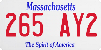MA license plate 265AY2