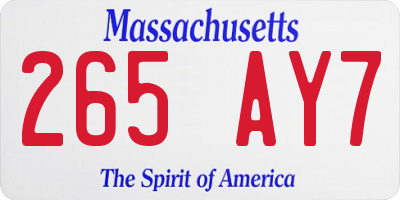 MA license plate 265AY7