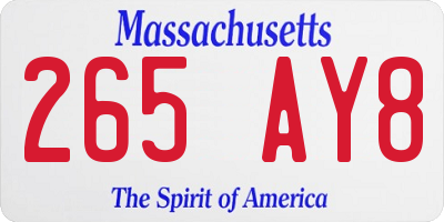 MA license plate 265AY8