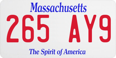 MA license plate 265AY9