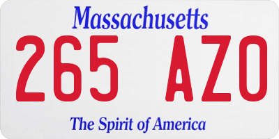 MA license plate 265AZ0