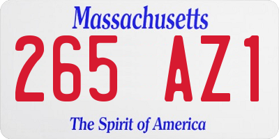 MA license plate 265AZ1