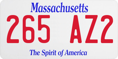 MA license plate 265AZ2