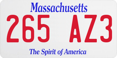 MA license plate 265AZ3