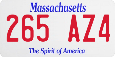 MA license plate 265AZ4
