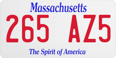 MA license plate 265AZ5