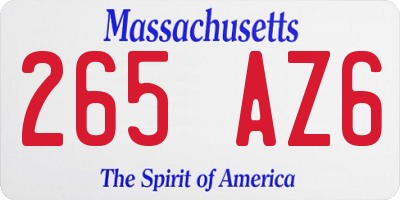 MA license plate 265AZ6